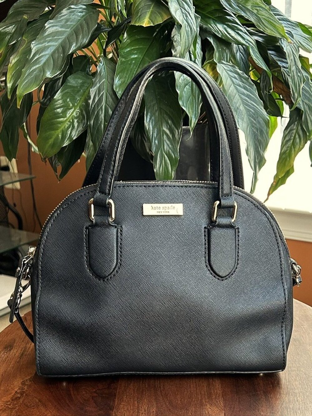 KATE SPADE Saffiano Leather Dome Two-Way Bag, Black